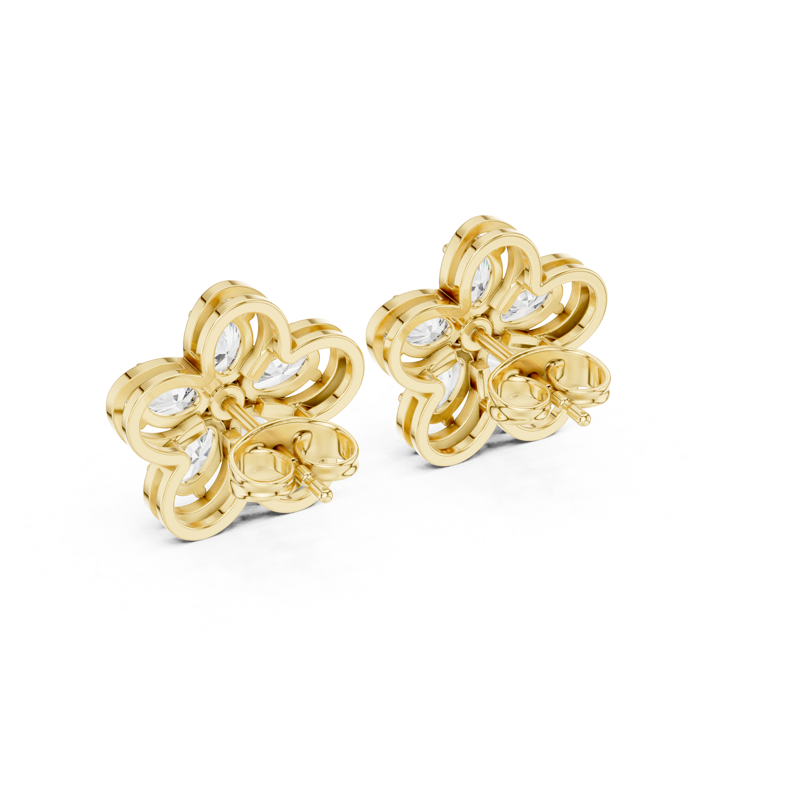 1.59 CT Oval Diamond Floral Stud Earrings