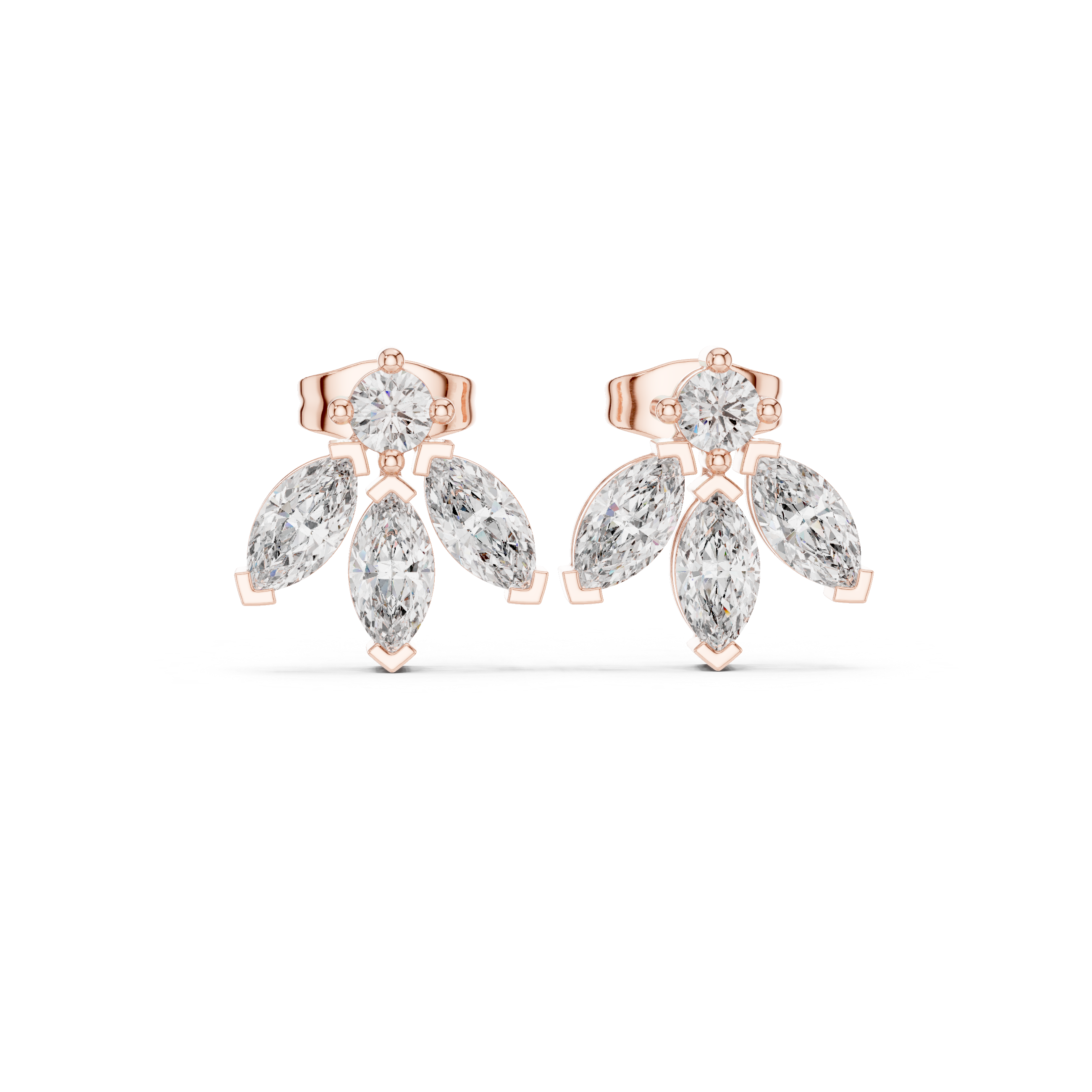 1.34 CT Marquise Diamond Floral Drop Stud Earrings