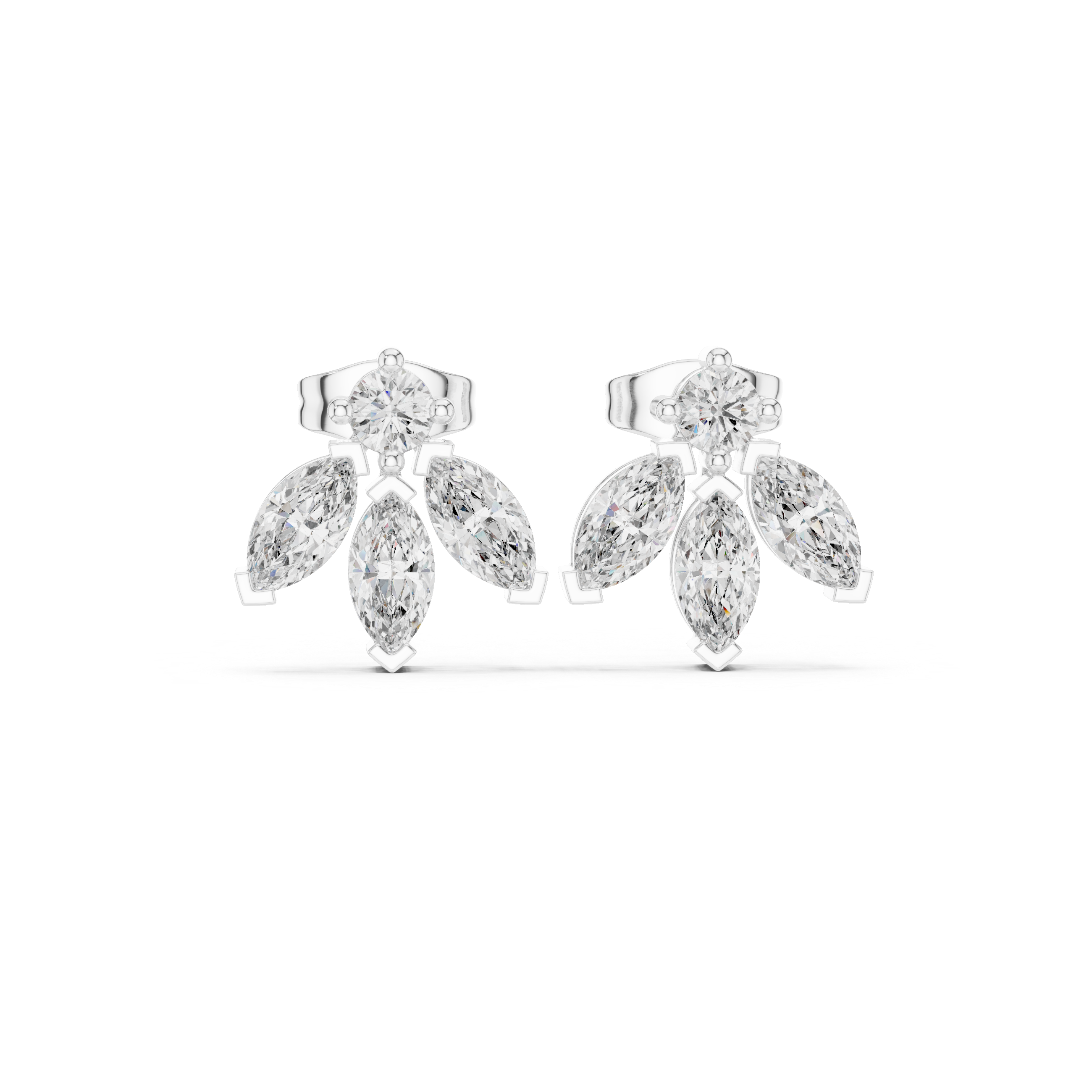 1.34 CT Marquise Diamond Floral Drop Stud Earrings