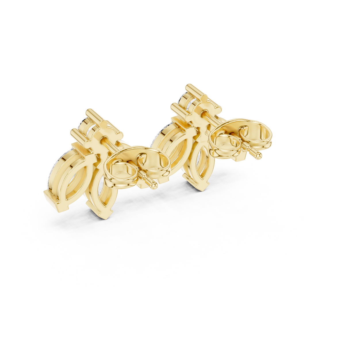 Marquise Diamond Floral Drop Stud Earrings, studio shot — Jewelix Atelier