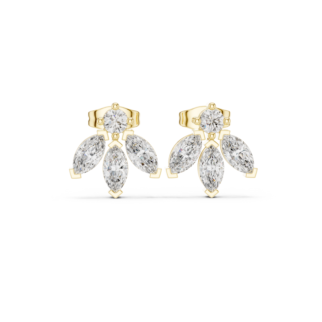1.34 CT Marquise Diamond Floral Drop Stud Earrings