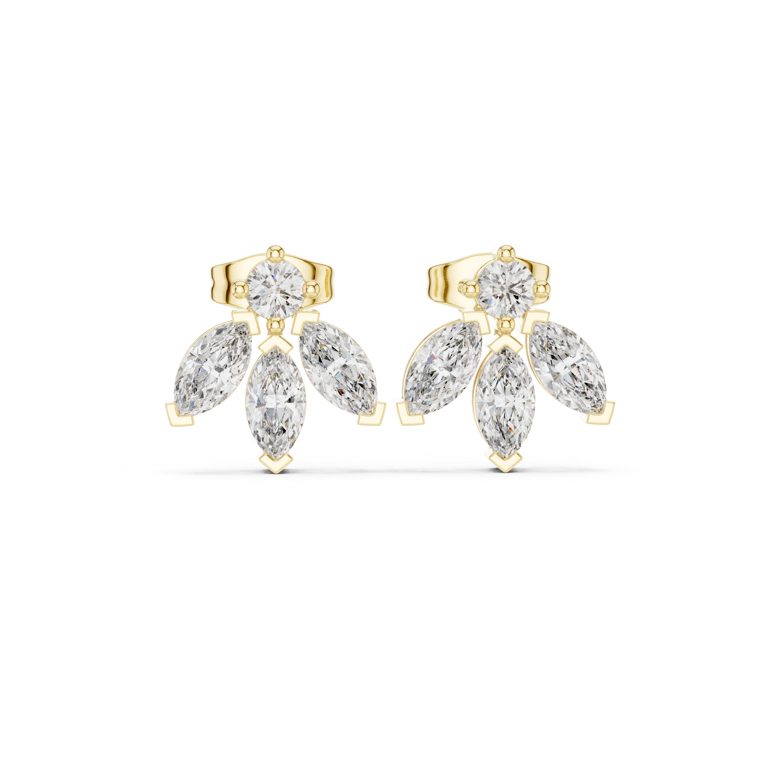 1.34 CT Marquise Diamond Floral Drop Stud Earrings