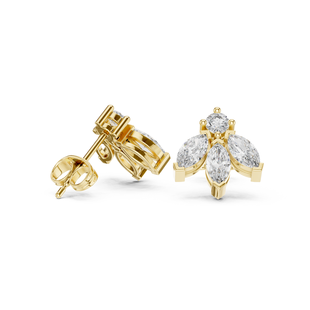 1.34 CT Marquise Diamond Floral Drop Stud Earrings