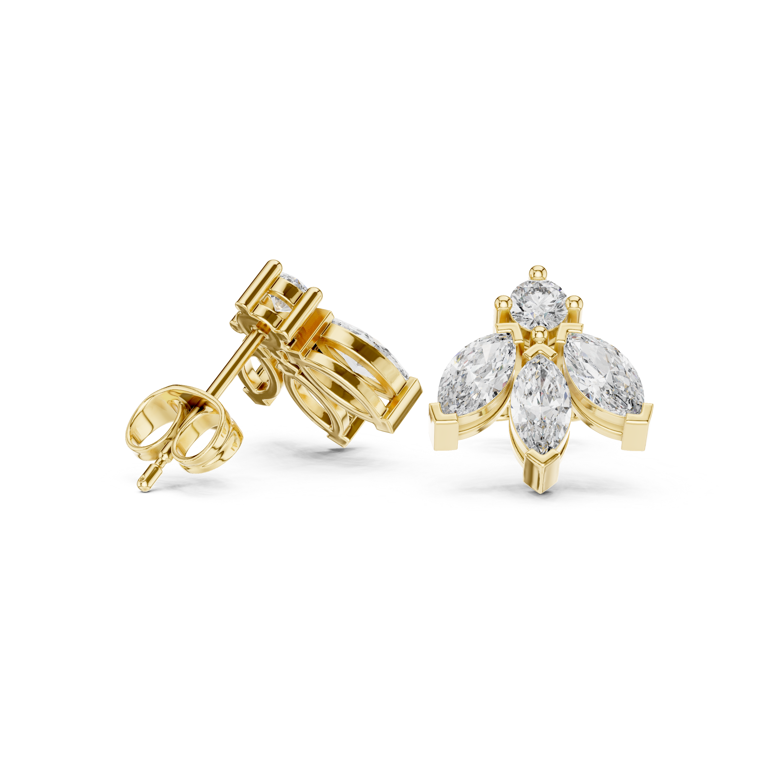 1.34 CT Marquise Diamond Floral Drop Stud Earrings