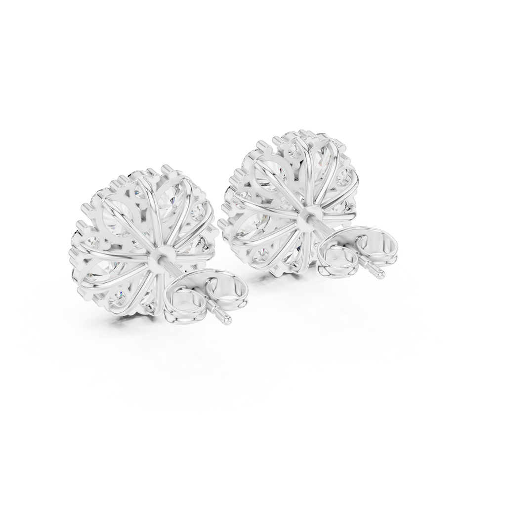 2.97 CT Oval Diamond Floral Cluster Stud Earrings