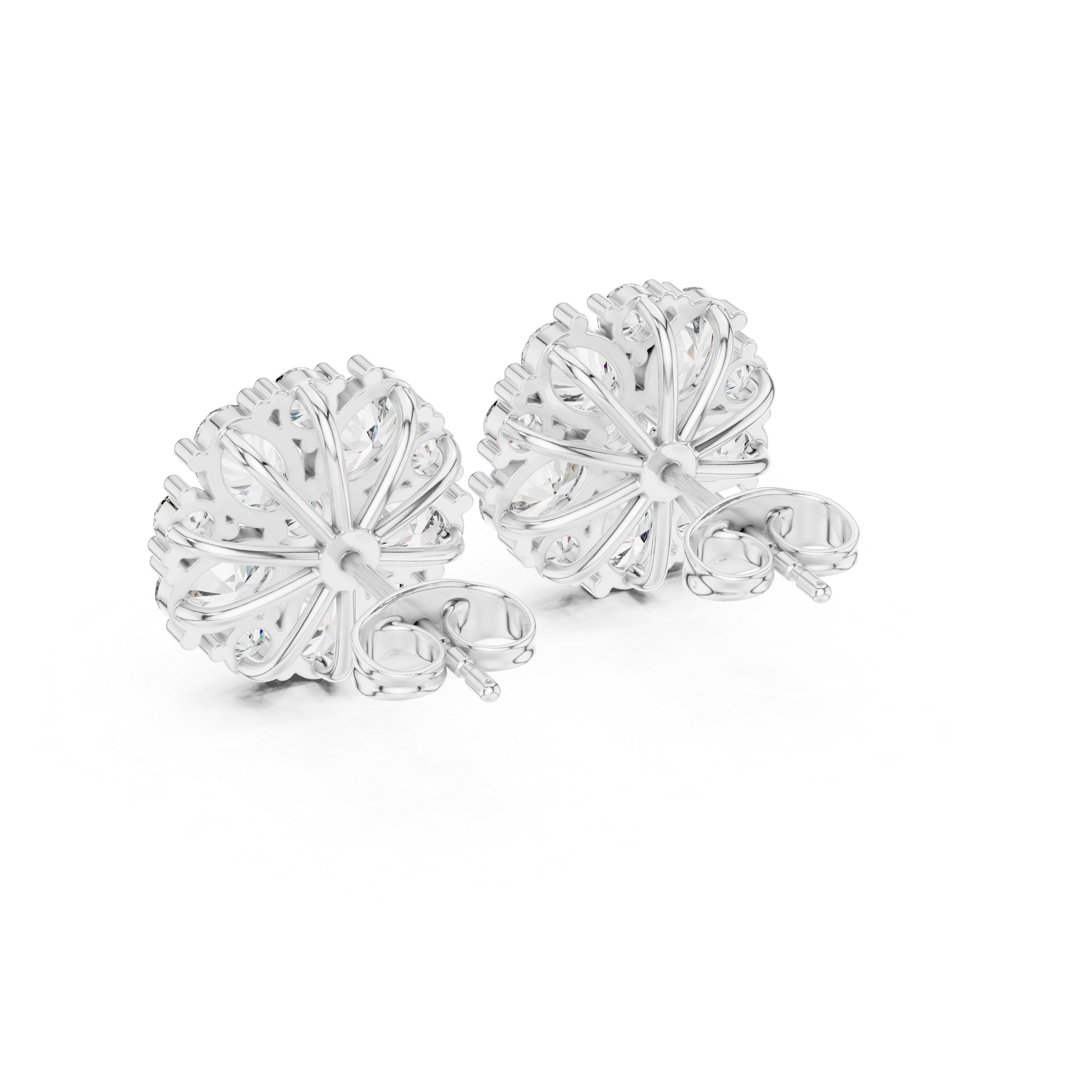 2.97 CT Oval Diamond Floral Cluster Stud Earrings