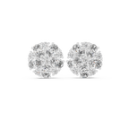 2.97 CT Oval Diamond Floral Cluster Stud Earrings