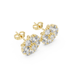 2.97 CT Oval Diamond Floral Cluster Stud Earrings