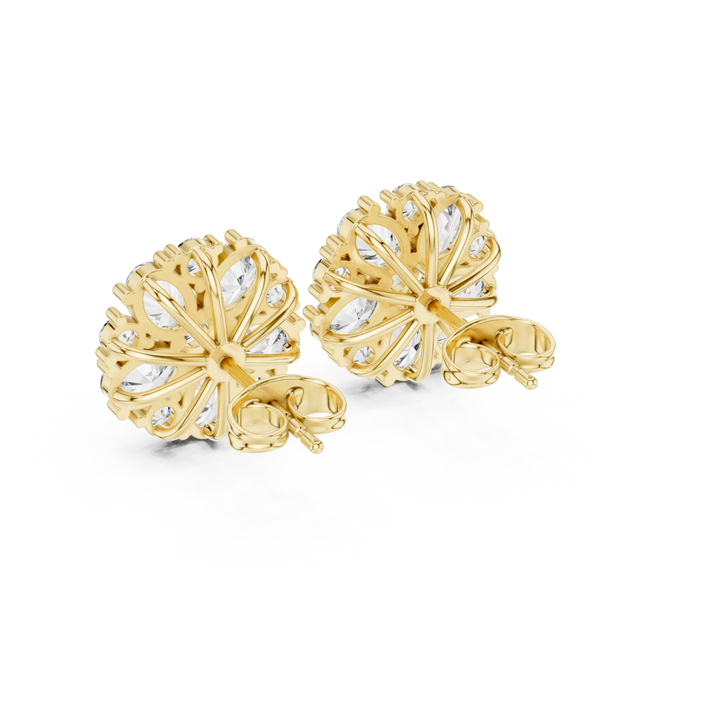 2.97 CT Oval Diamond Floral Cluster Stud Earrings
