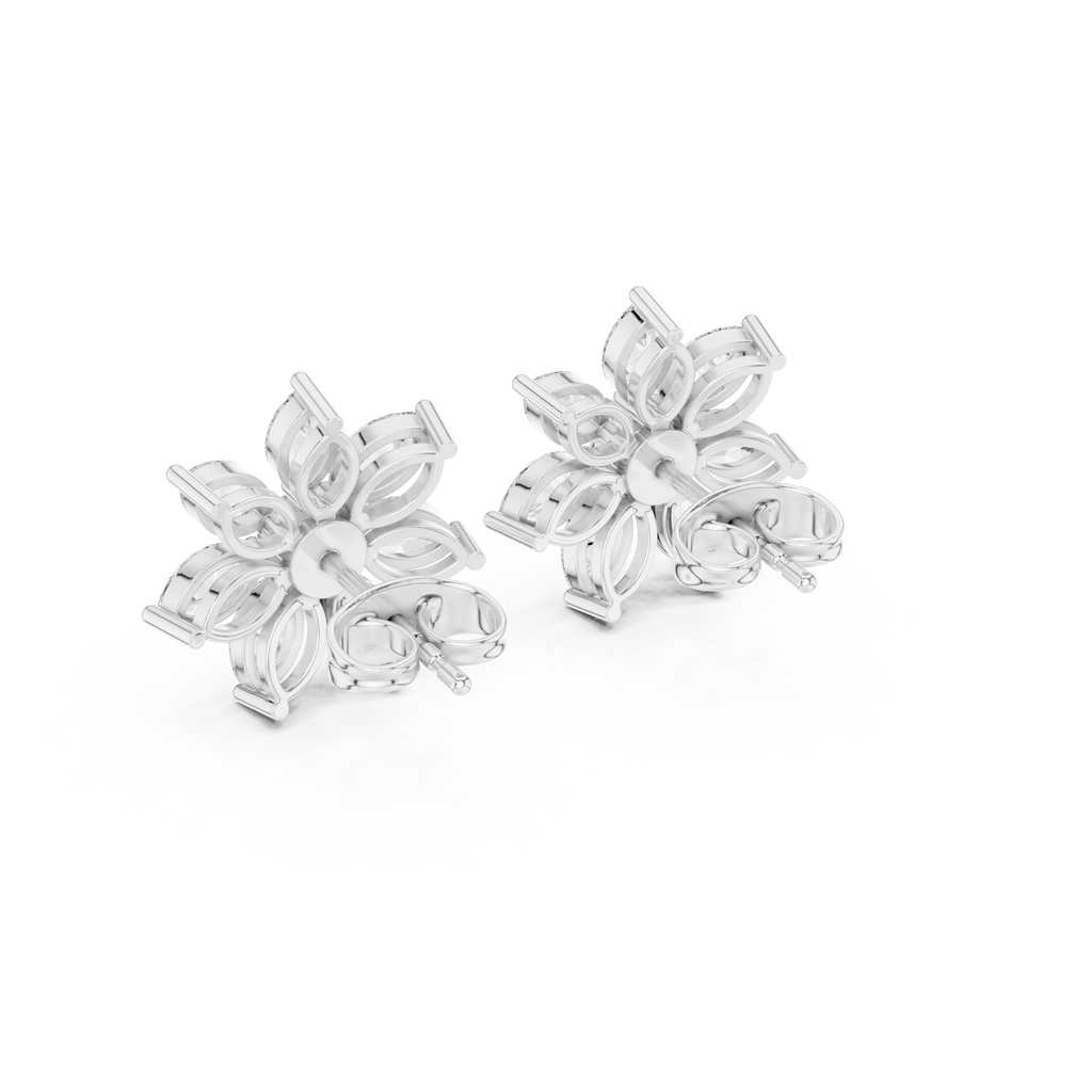 1.59 CT Marquise Diamond Floral Stud Earrings