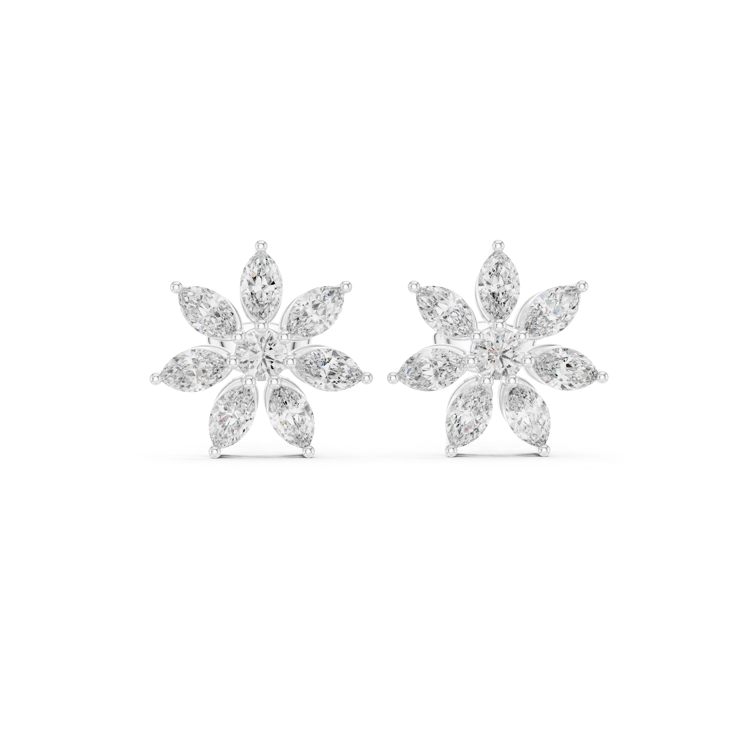 1.59 CT Marquise Diamond Floral Stud Earrings