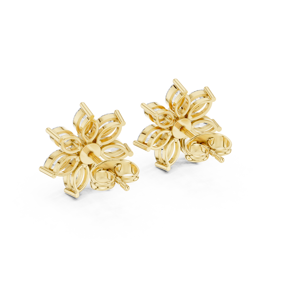 1.59 CT Marquise Diamond Floral Stud Earrings