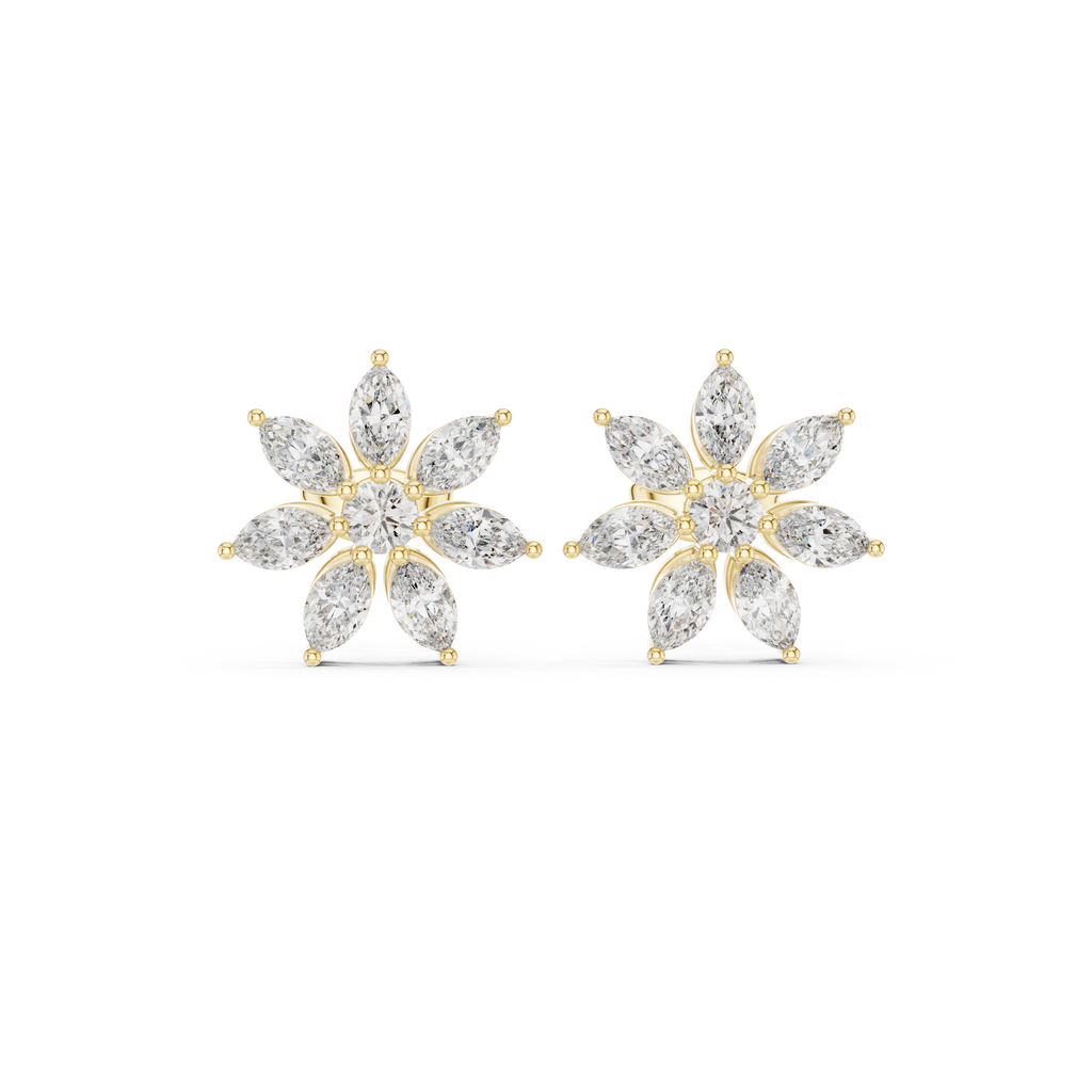 1.59 CT Marquise Diamond Floral Stud Earrings