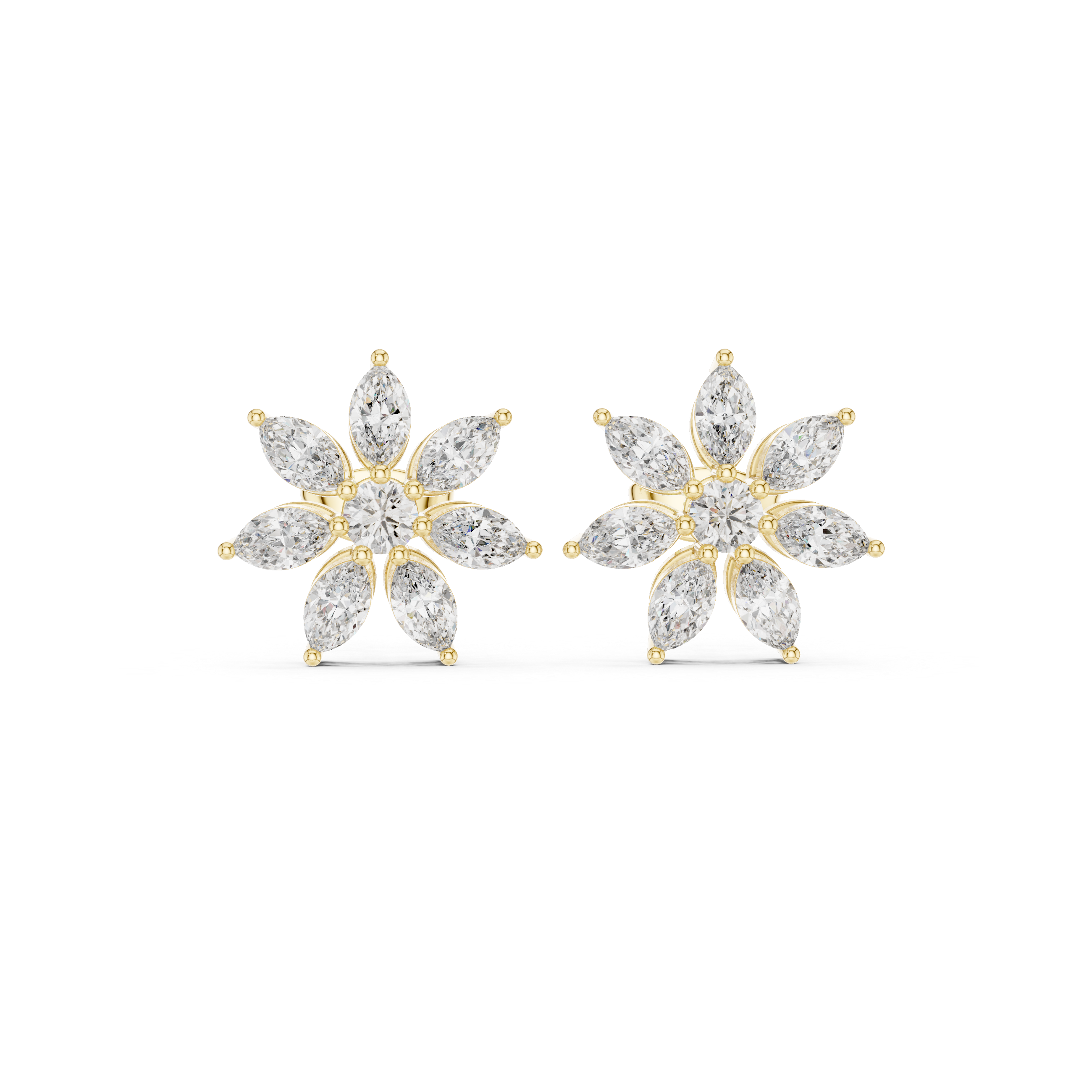 1.59 CT Marquise Diamond Floral Stud Earrings