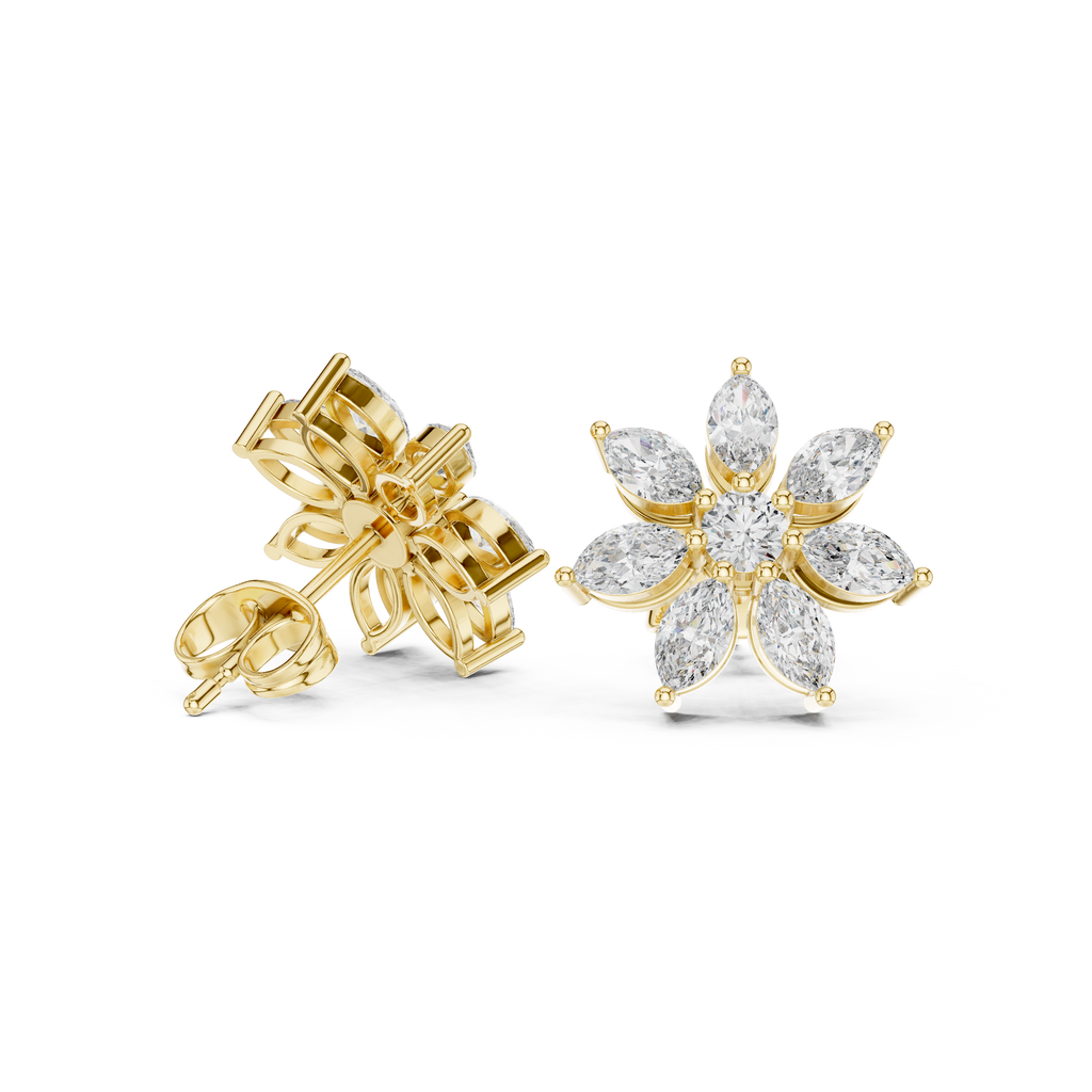 1.59 CT Marquise Diamond Floral Stud Earrings