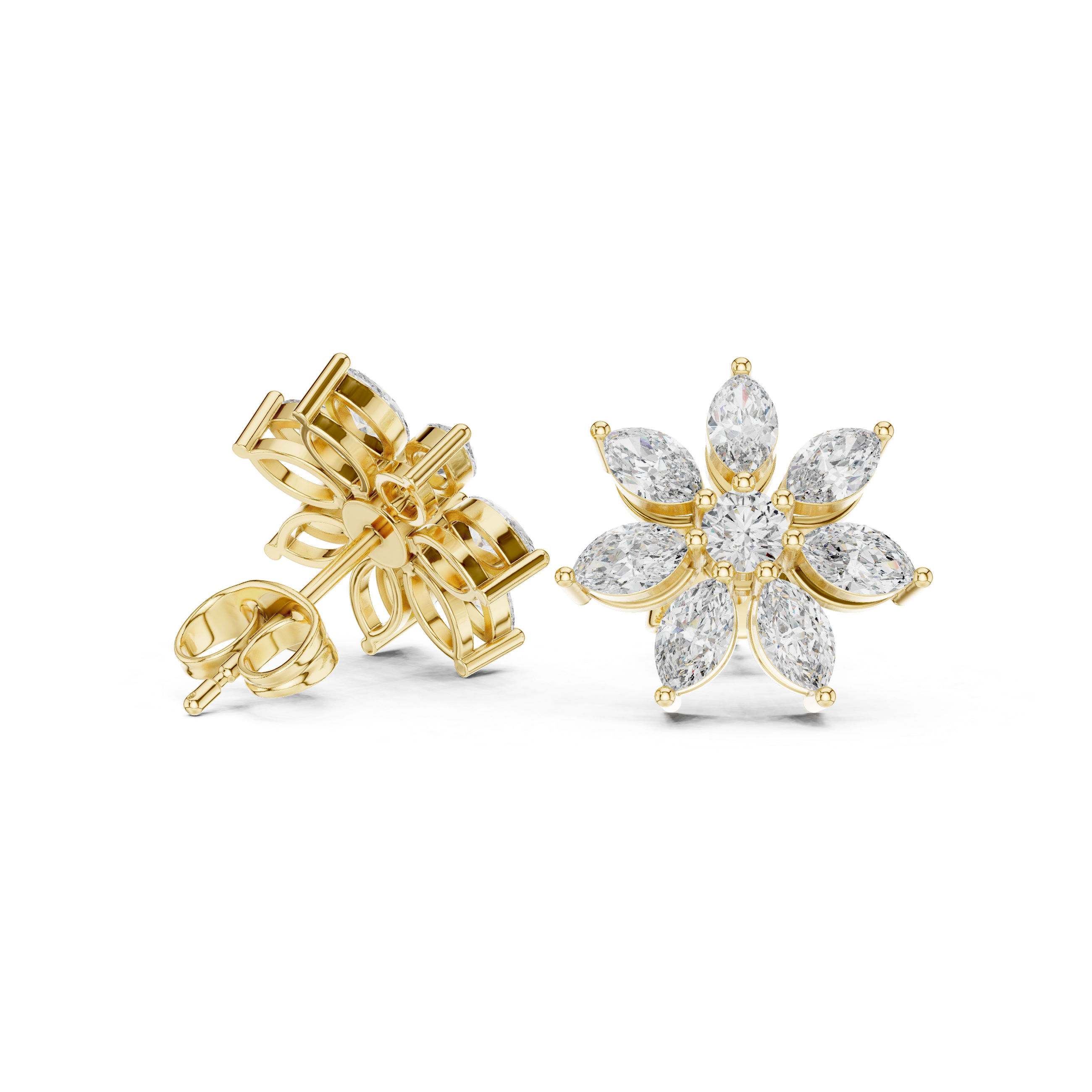 1.59 CT Marquise Diamond Floral Stud Earrings