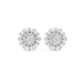 2.65 CT Mixed Shape Diamond Floral Cluster Stud Earrings