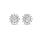 2.65 CT Mixed Shape Diamond Floral Cluster Stud Earrings
