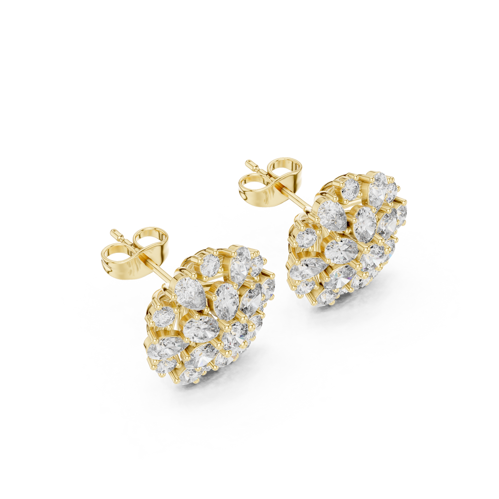 2.65 CT Mixed Shape Diamond Floral Cluster Stud Earrings