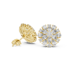 2.65 CT Mixed Shape Diamond Floral Cluster Stud Earrings