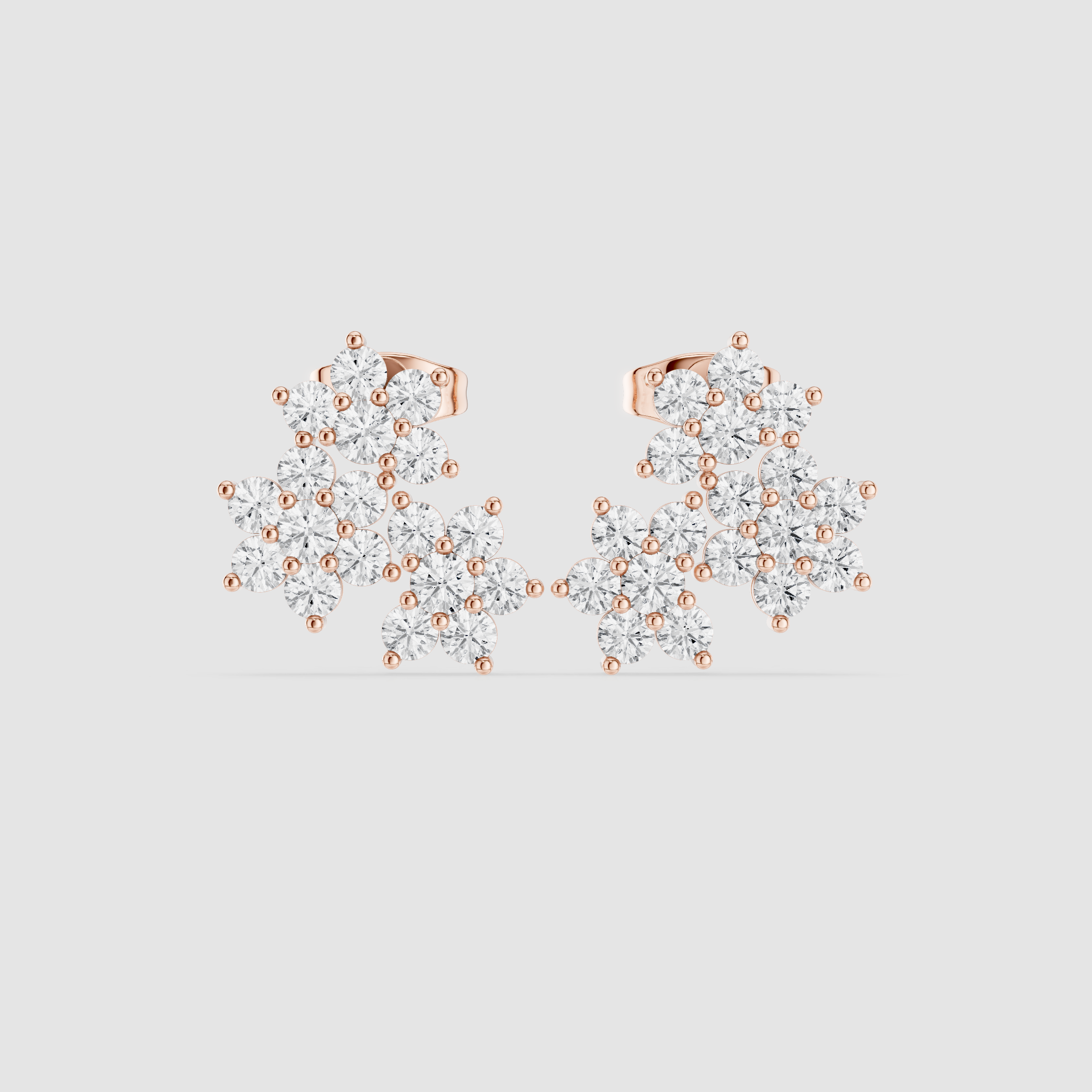 1.74 CT Round Diamond Cluster Drop Earrings