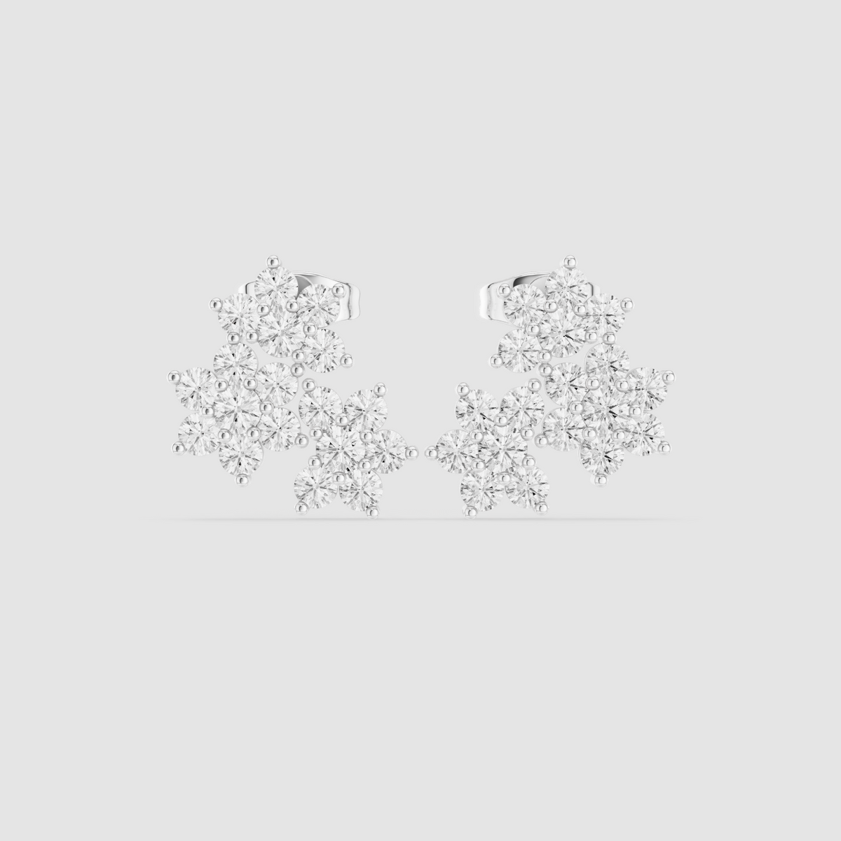 Round Diamond Cluster Drop Earrings — Jewelix Atelier