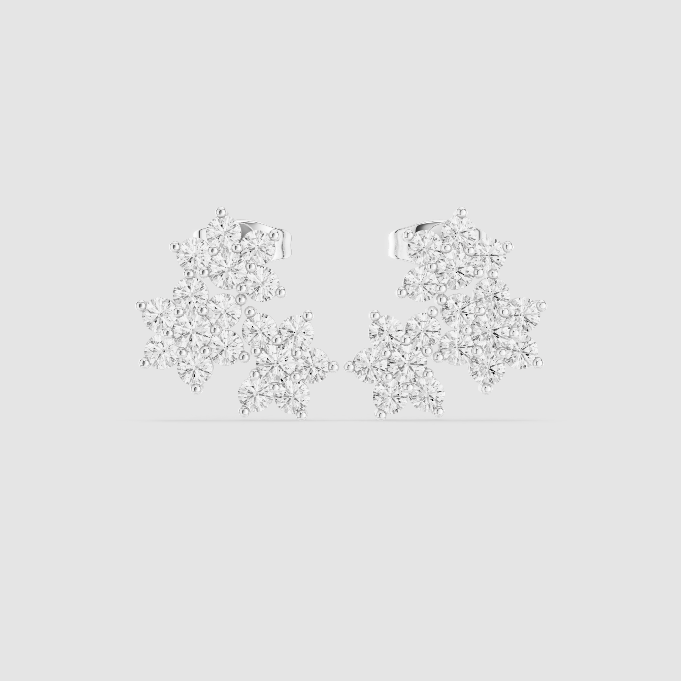 1.74 CT Round Diamond Cluster Drop Earrings
