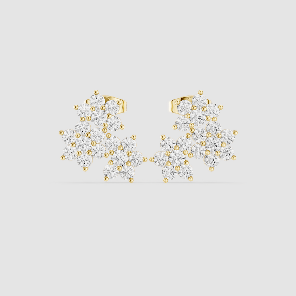 1.74 CT Round Diamond Cluster Drop Earrings