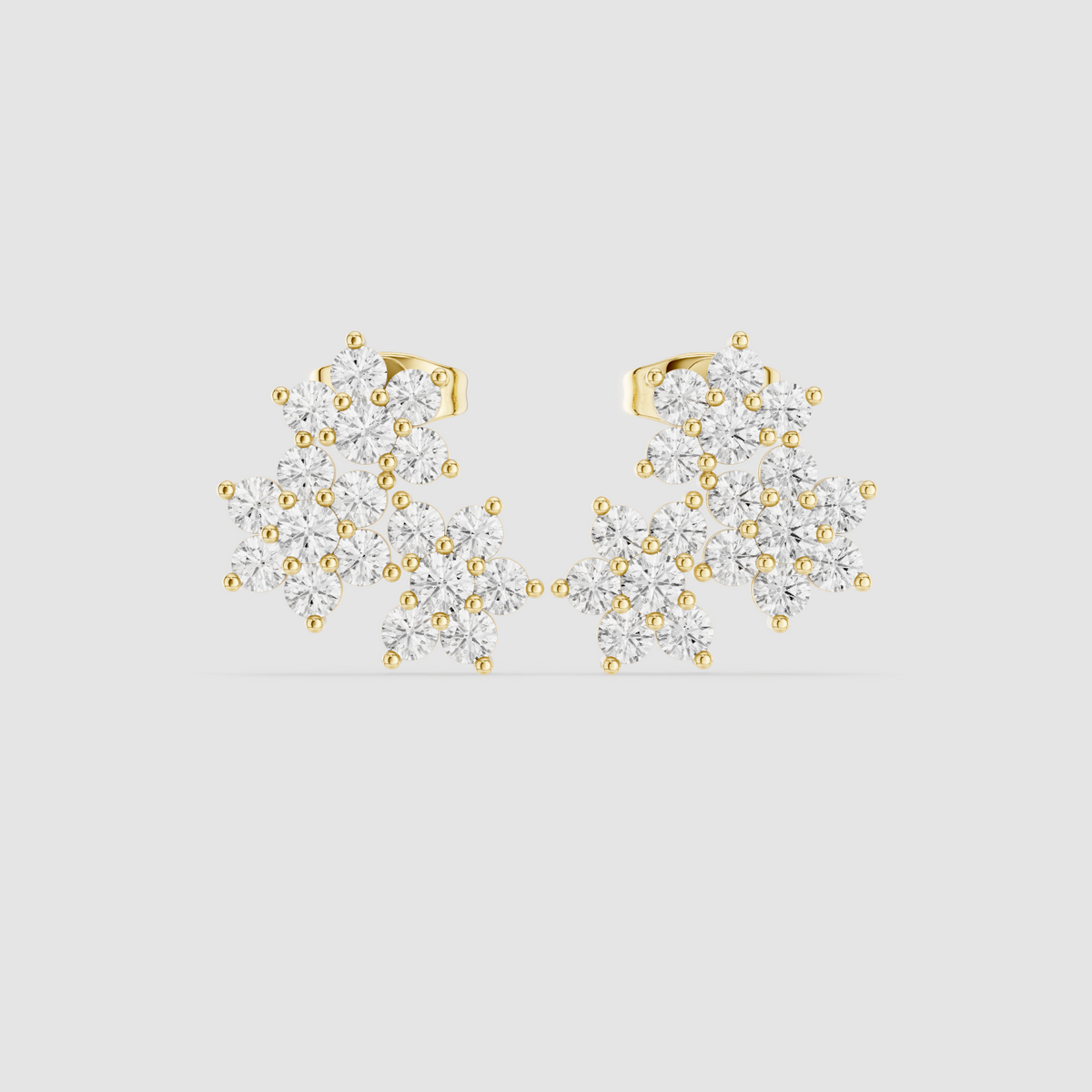 Round Diamond Cluster Drop Earrings, additional photo — Jewelix Atelier