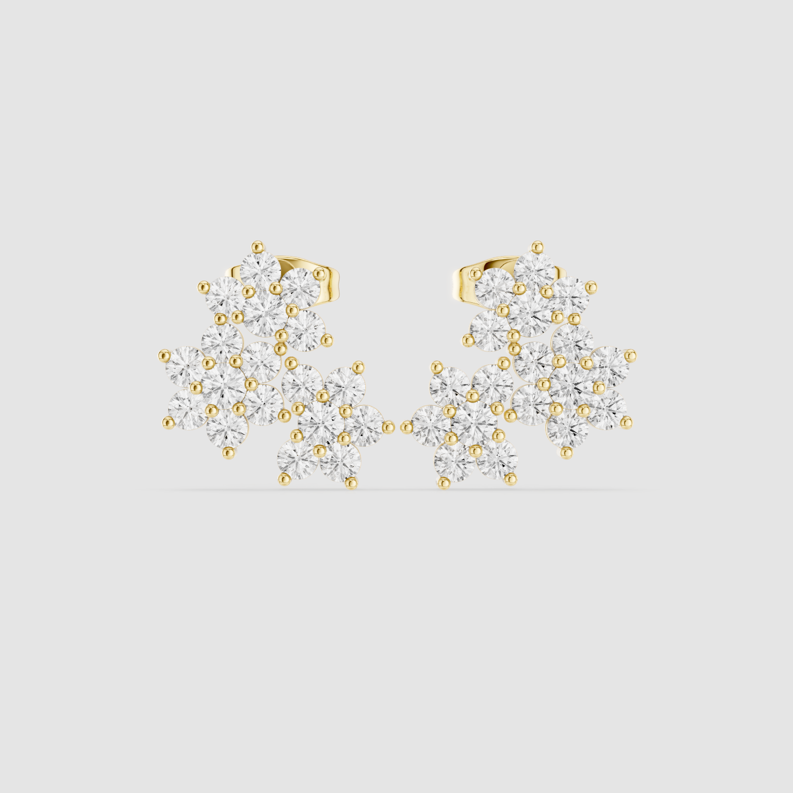 1.74 CT Round Diamond Cluster Drop Earrings