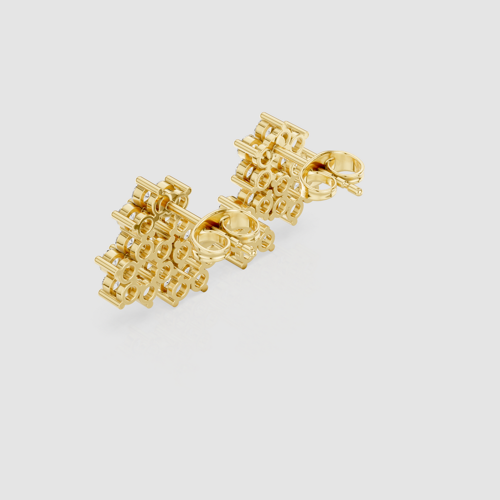 1.74 CT Round Diamond Cluster Drop Earrings