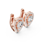 1.48 CT Round Diamond Halo Huggie Earrings