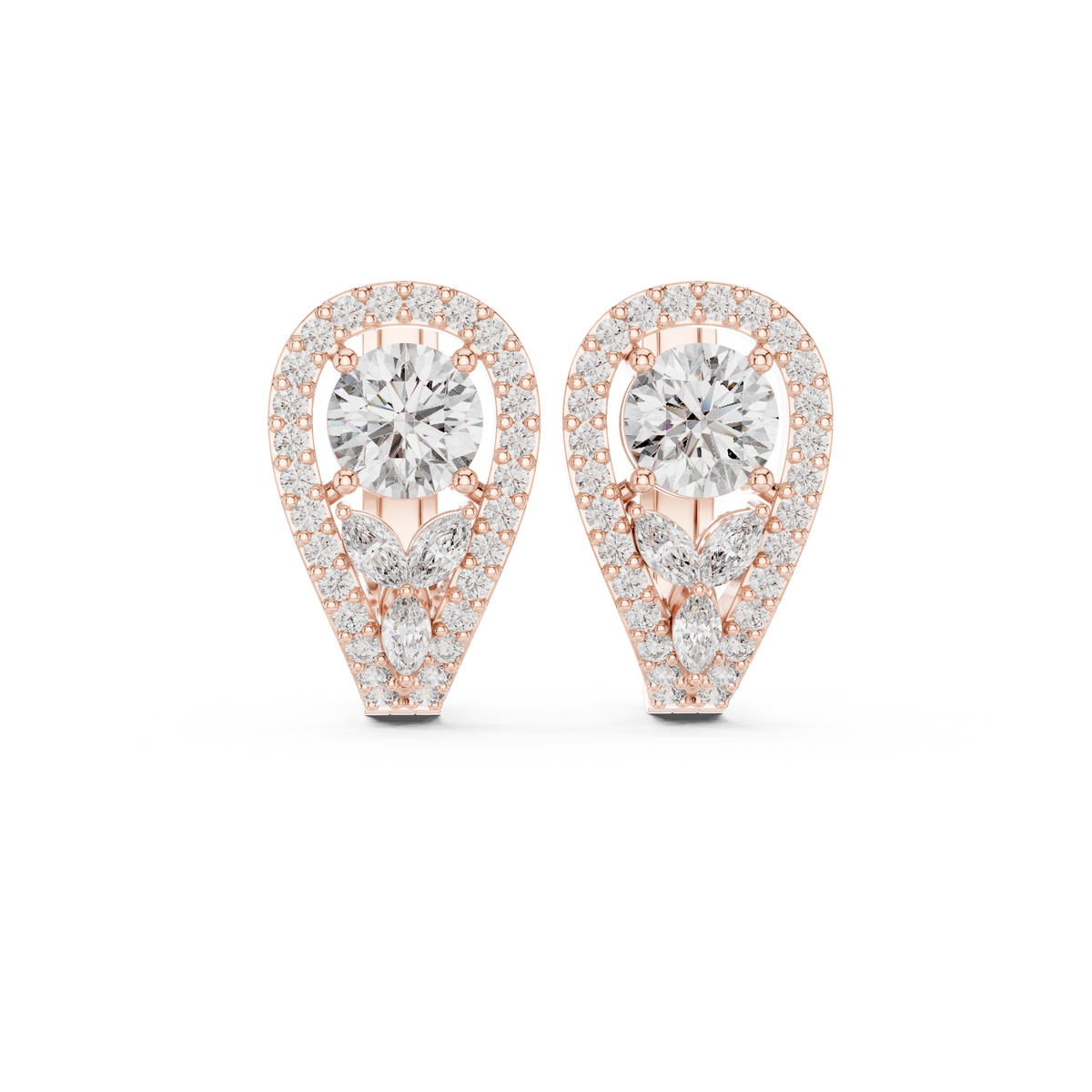 Round Diamond Halo Huggie Earrings, gallery image — Jewelix Atelier