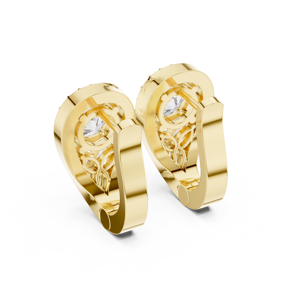 1.48 CT Round Diamond Halo Huggie Earrings