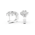 1.48 CT Round Diamond Halo Huggie Earrings