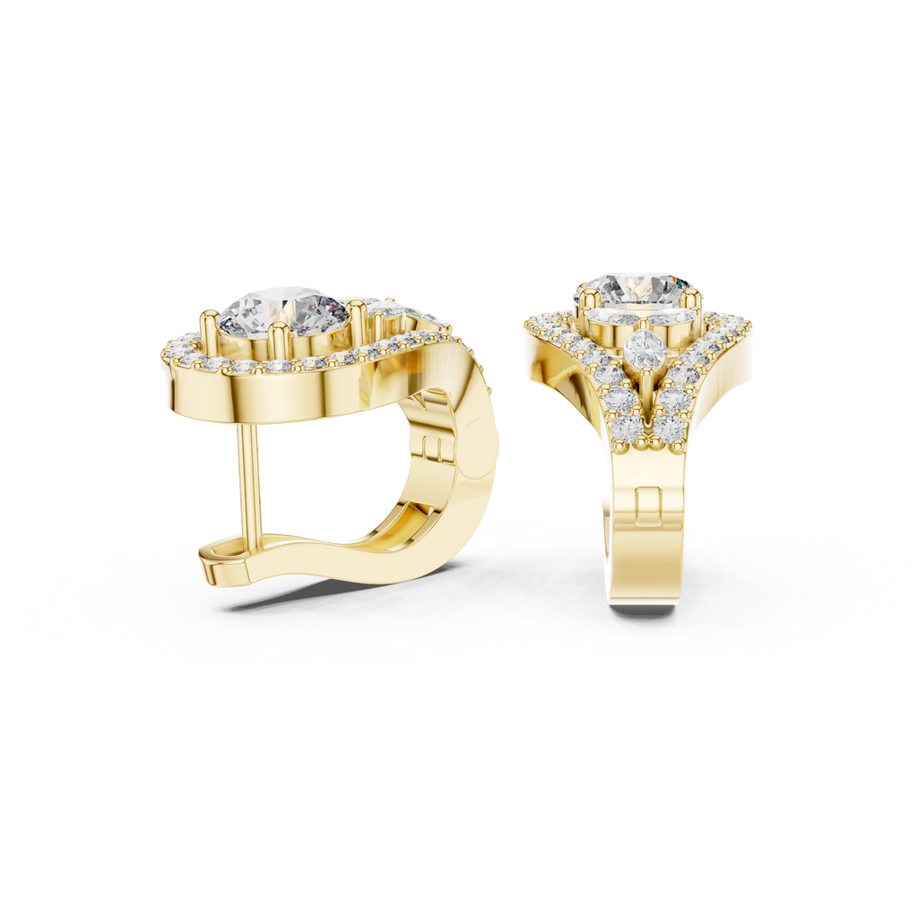 1.48 CT Round Diamond Halo Huggie Earrings