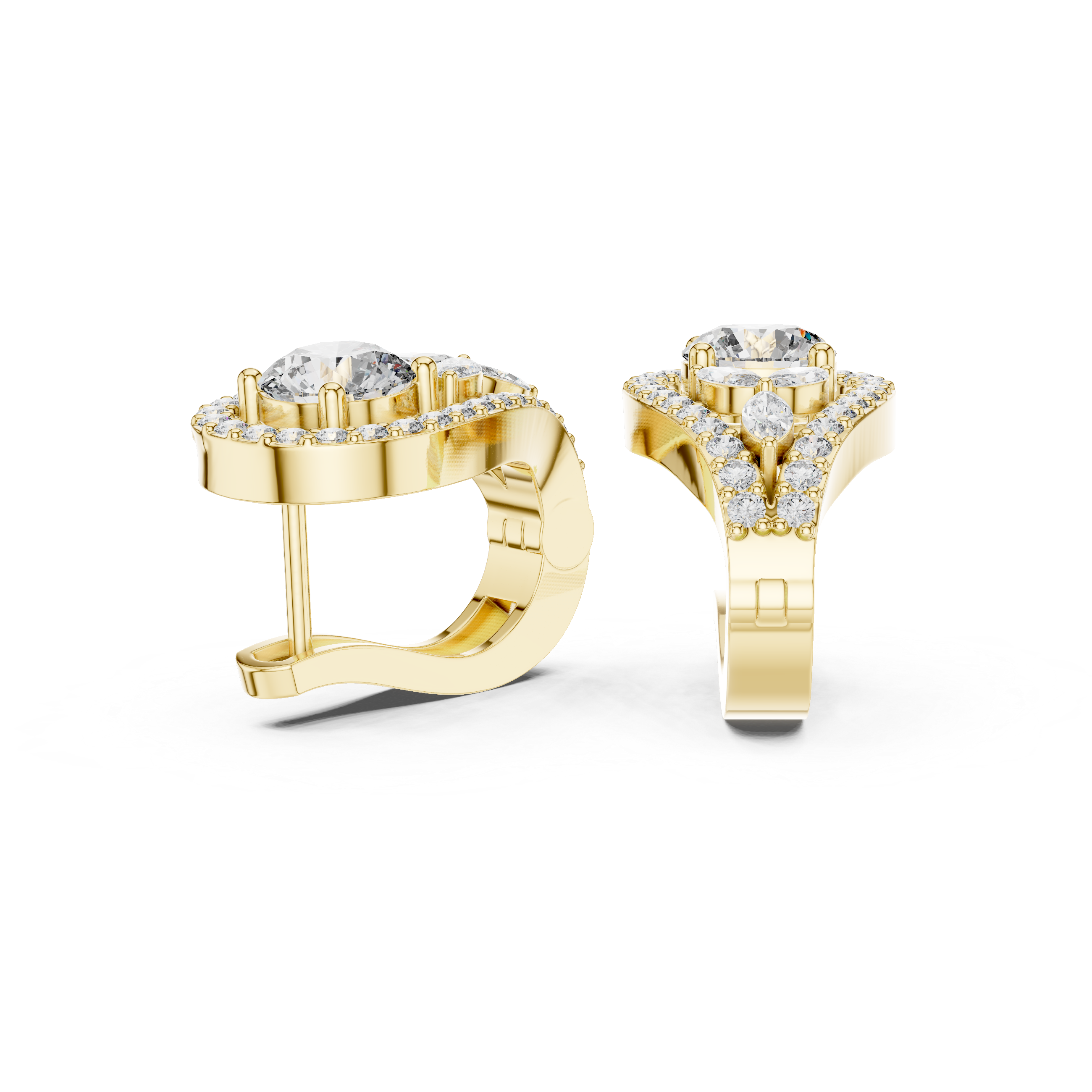 1.48 CT Round Diamond Halo Huggie Earrings