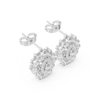 1.30 CT Pear Cut Diamond Floral Cluster Stud Earrings