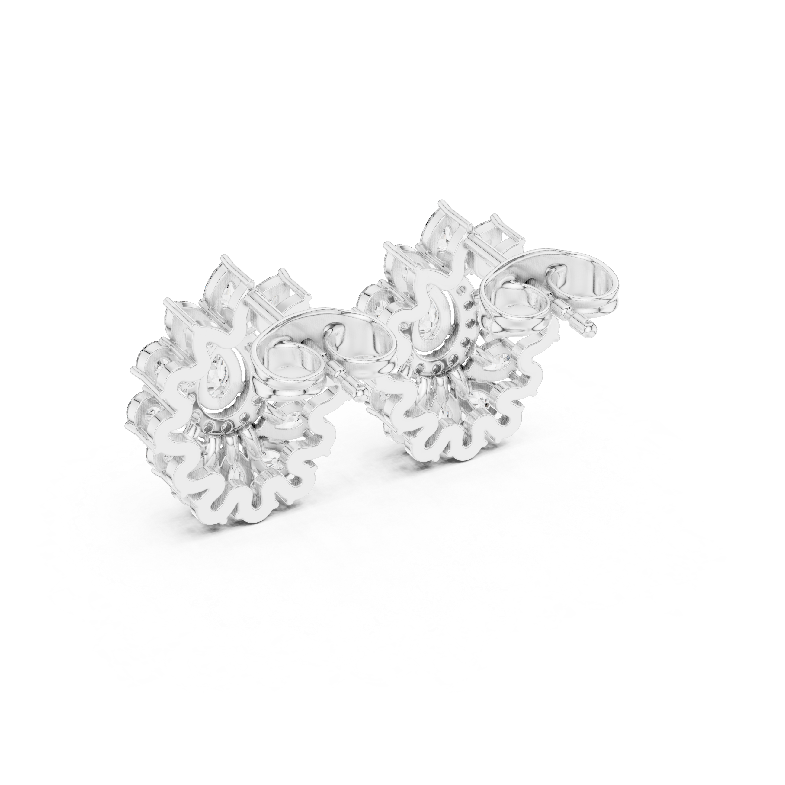 1.30 CT Pear Cut Diamond Floral Cluster Stud Earrings