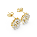 1.30 CT Pear Cut Diamond Floral Cluster Stud Earrings