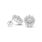 1.30 CT Pear Cut Diamond Floral Cluster Stud Earrings