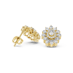 1.30 CT Pear Cut Diamond Floral Cluster Stud Earrings