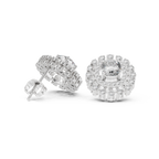 2.02 CT Cushion Cut Double Halo Diamond Stud Earrings