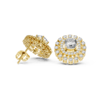 2.02 CT Cushion Cut Double Halo Diamond Stud Earrings