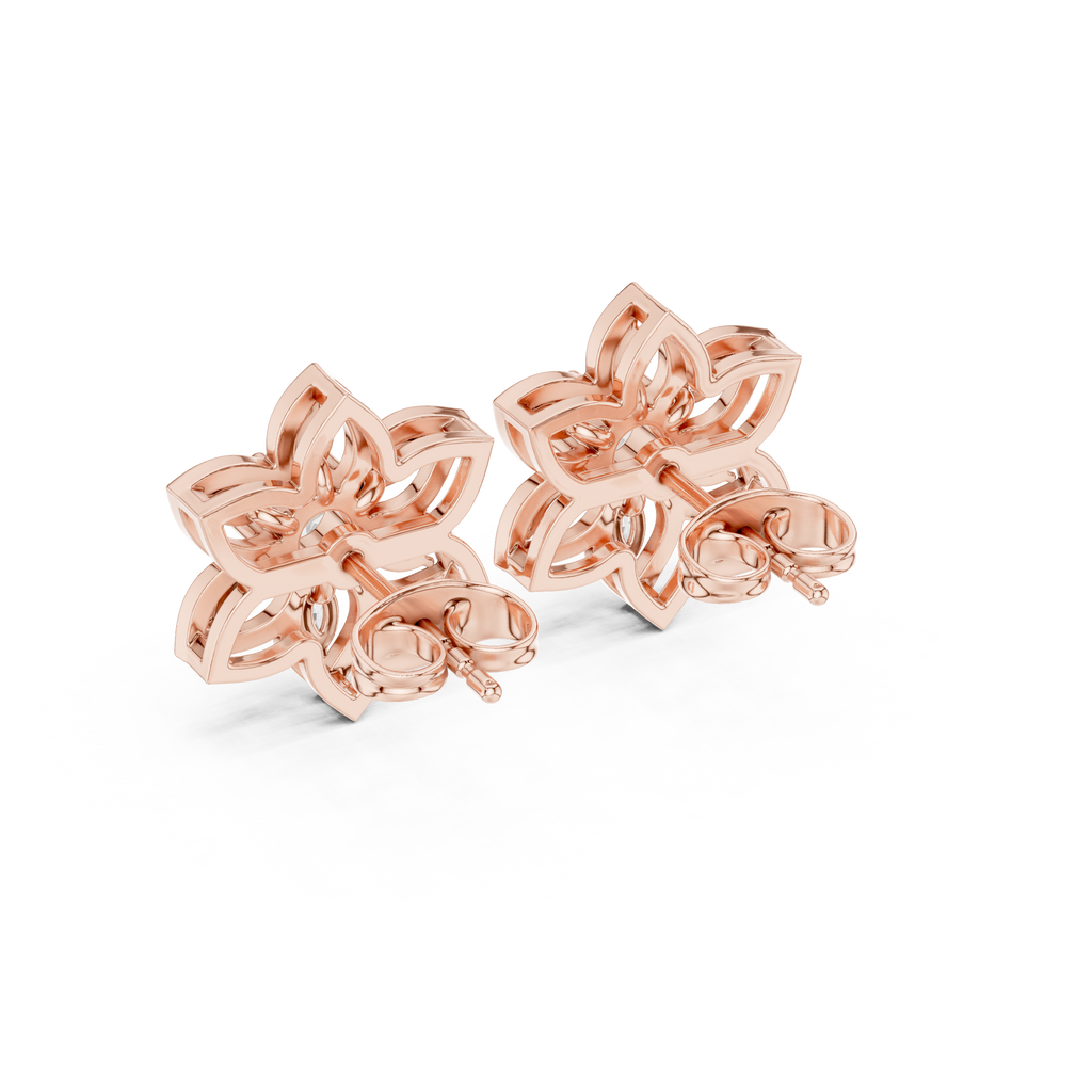 0.66 CT Floral Marquise Diamond Stud Earrings
