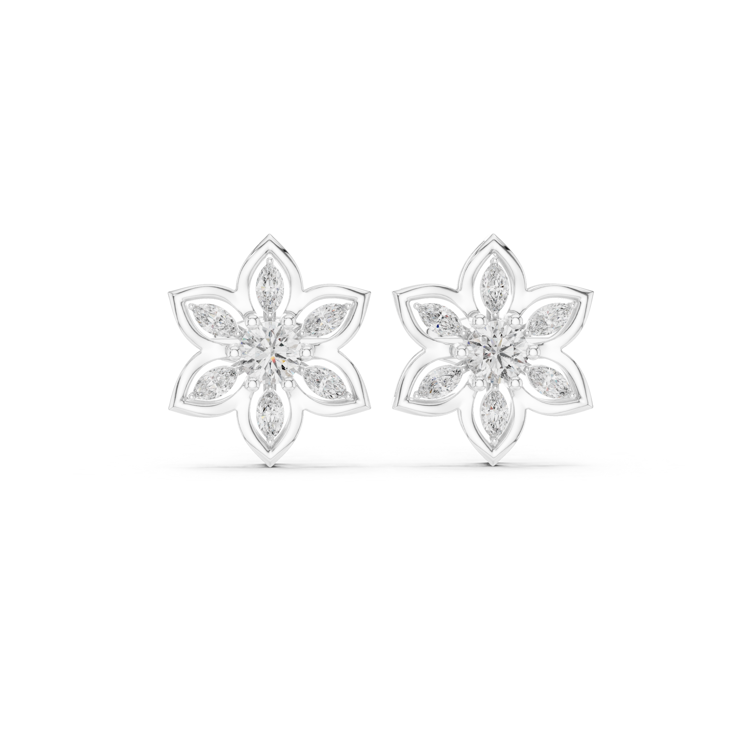 0.66 CT Floral Marquise Diamond Stud Earrings