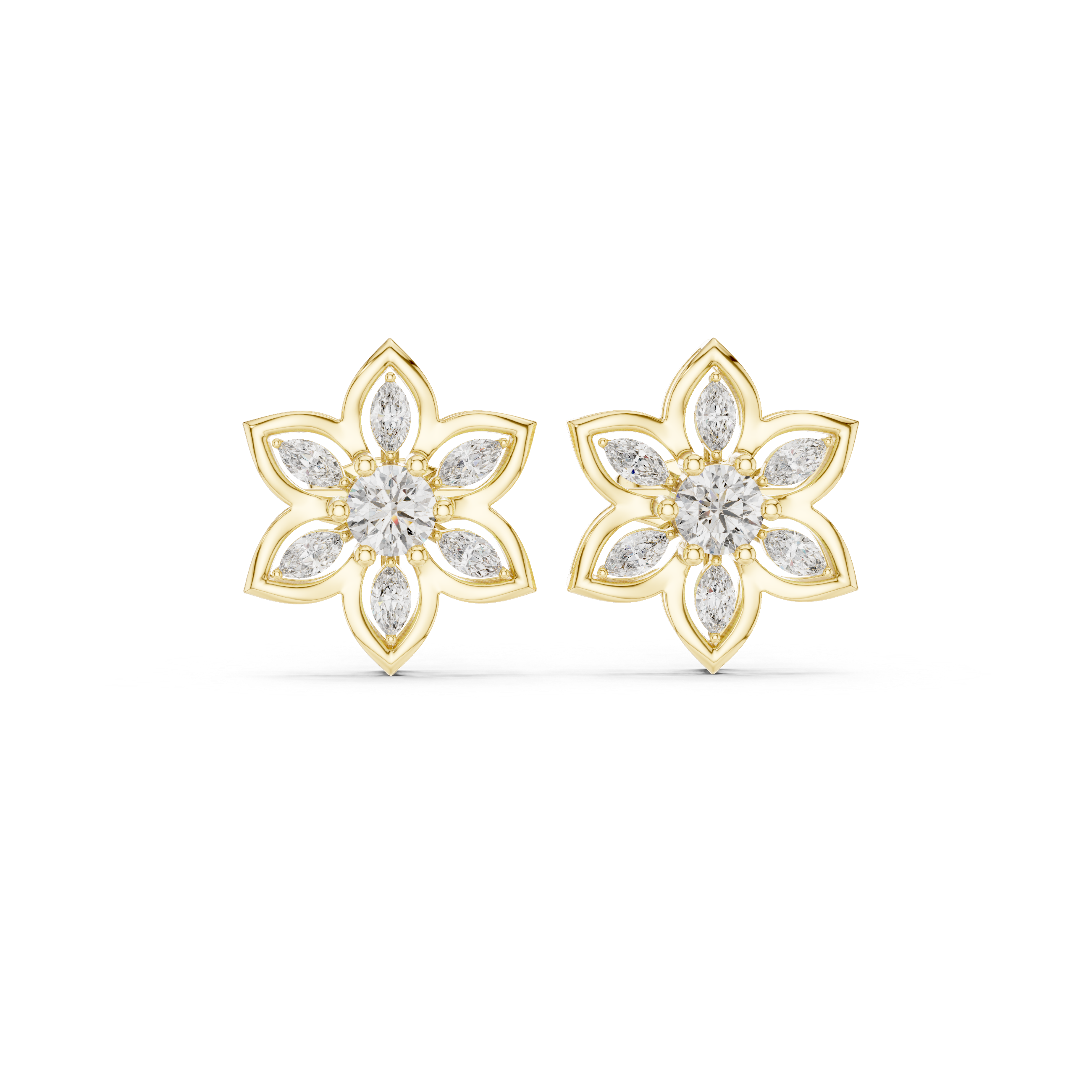 0.66 CT Floral Marquise Diamond Stud Earrings