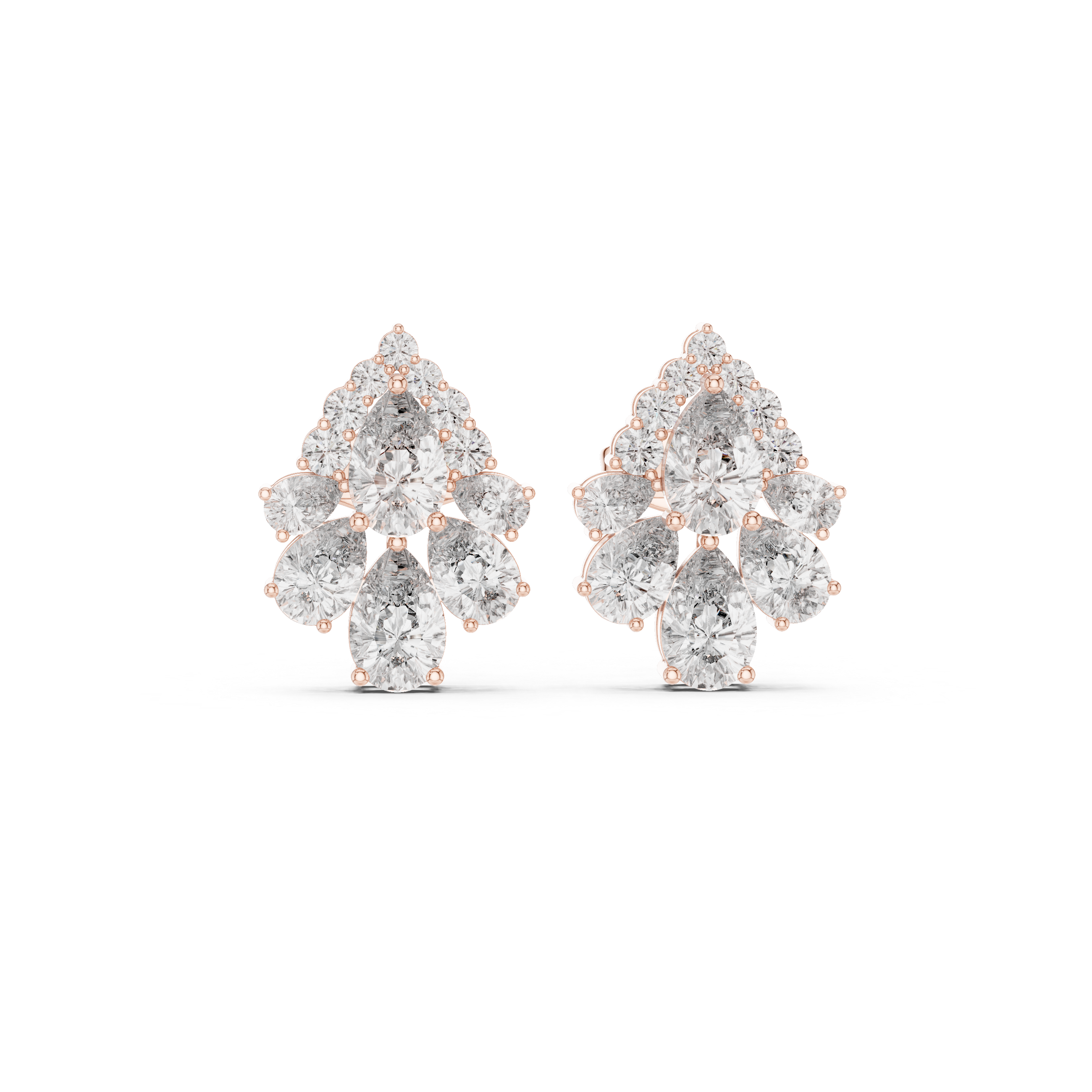 1.97 CT Pear Diamond Vintage Halo Stud Earrings