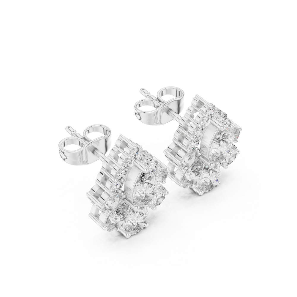 1.97 CT Pear Diamond Vintage Halo Stud Earrings