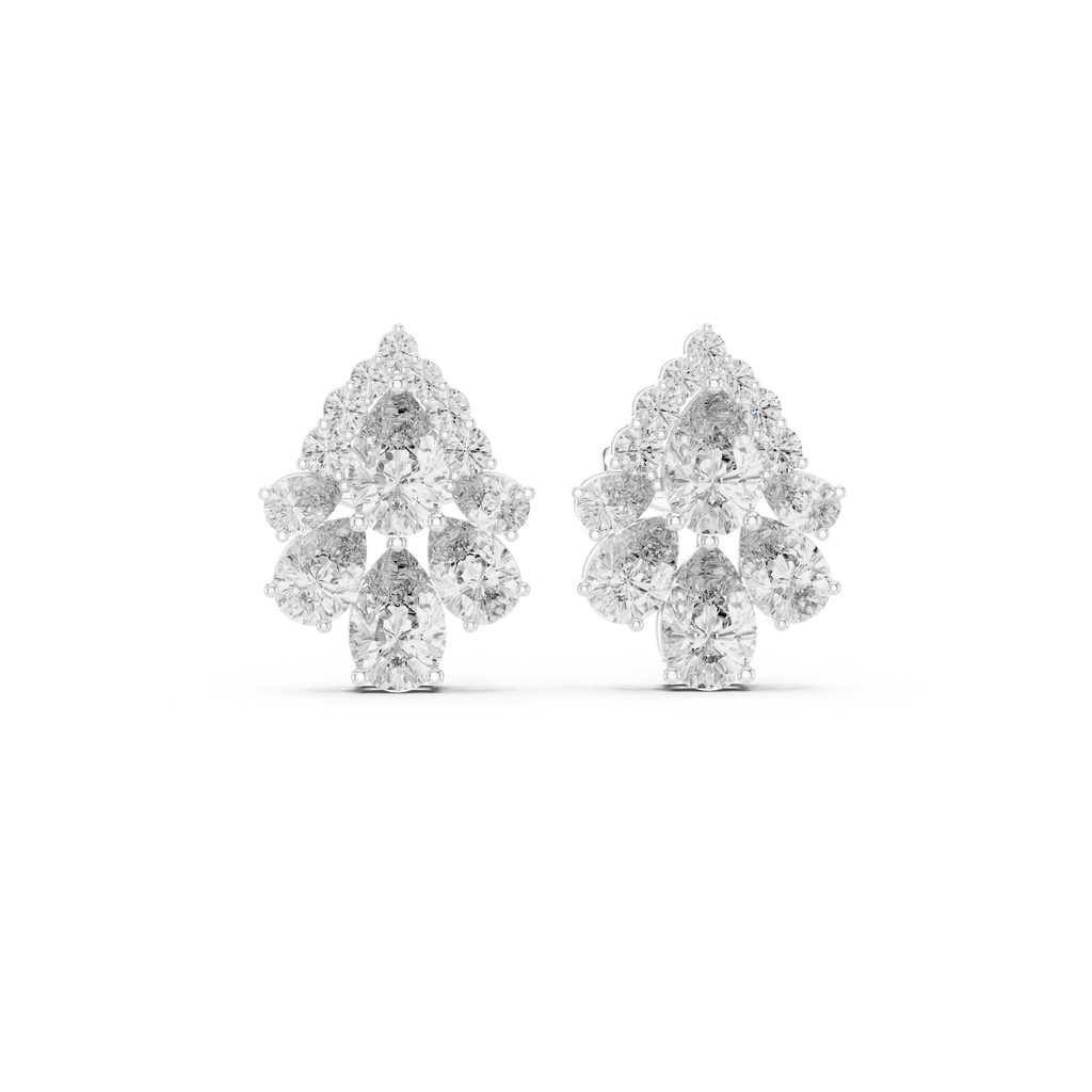 1.97 CT Pear Diamond Vintage Halo Stud Earrings